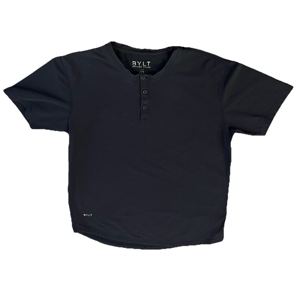BYLT Men’s Henley Large Drop Cut Faded Black